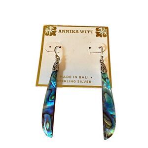 Beautiful Sterling Silver & Abalone Long Drop Earrings.